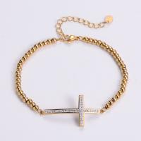 Stainless Steel Chain Bracelets, 316L Stainless Steel, with 1.97inch extender chain, Cross, fashion jewelry & for woman & with rhinestone Approx 6.69 Inch 