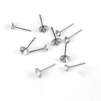 Stainless Steel Earring Stud Component, 304 Stainless Steel, machine polishing original color 