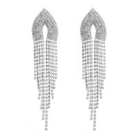 Fashion Fringe Boucles d'oreilles, alliage de zinc, Placage, pour femme & avec strass, plus de couleurs à choisir Vendu par paire