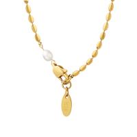 Titan Schmuck Halskette, Titanstahl, mit Kunststoff Perlen, Vakuum-Ionen-Beschichtung, für Frau, keine, Länge:ca. 52 cm, verkauft von PC