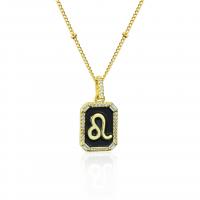 Brass Jewelry Necklace, Square, gold color plated, fashion jewelry & Unisex & enamel, black 