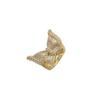 Cubic Zirconia Micro Pave Brass Finger Ring, Butterfly, plated, Unisex & micro pave cubic zirconia US Ring 