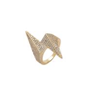 Cubic Zirconia Micro Pave Brass Finger Ring, Lightning Symbol, plated & micro pave cubic zirconia & for man US Ring 