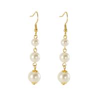 Titanium Steel Earrings, Plastic Pearl, with Titanium Steel & Resin, 18K gold plated, fashion jewelry & for woman, 6mm, 8mm 