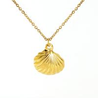 Titanium Steel Jewelry Necklace, Shell, 18K gold plated, cross chain & for woman Approx 17.7 Inch 