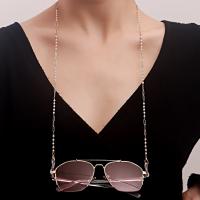 Zinklegierung Brillenkette, mit Kunststoff Perlen, Anti-Skidding & verschiedene Stile für Wahl & für Frau, goldfarben, Länge:ca. 77 cm, verkauft von PC