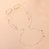 Zinc Alloy Glasses Chain, anti-skidding & for woman & with rhinestone, golden Approx 73 cm 