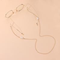Zinklegierung Brillenkette, mit Kunststoff Perlen, Anti-Skidding & für Frau, goldfarben, Länge:ca. 70 cm, verkauft von PC