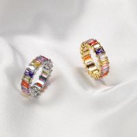 Cubic Zirconia anillo de dedo de acero inoxidable, acero inoxidable 316L, 18K chapado en oro, Joyería & diverso tamaño para la opción & micro arcilla de zirconia cúbica & para mujer, más colores para la opción, Vendido por UD[