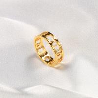 Stainless Steel Finger Ring, 316L Stainless Steel, 18K gold plated, fashion jewelry & for woman & hollow, golden 