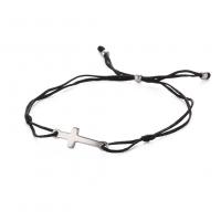 Fashion Jewelry Bracelet, Knot Cord, with 304 Stainless Steel, Cross, Unisex & adjustable Approx 15-30 cm 