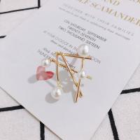 Plastic Pearl Zinc Alloy Earring, with Plastic Pearl, irregular, plated, fashion jewelry, golden 