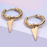 Stainless Steel Drop Earring, 304 Stainless Steel, Triangle, Vacuum Ion Plating, fashion jewelry, golden 