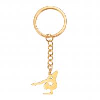 Stainless Steel Key Chain, 304 Stainless Steel, Dancing Girl, Vacuum Ion Plating, for woman 24.5mm 
