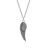 Stainless Steel Jewelry Necklace, 304 Stainless Steel, with 5cm extender chain, Wing Shape, Unisex, platinum color cm 