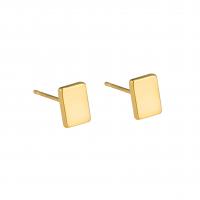 Stainless Steel Stud Earring, 304 Stainless Steel, Rectangle, Vacuum Ion Plating, for woman 
