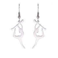 Stainless Steel Drop Earring, 304 Stainless Steel, Dancing Girl, Vacuum Ion Plating, for woman 