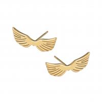 Stainless Steel Stud Earring, 304 Stainless Steel, Wing Shape, Vacuum Ion Plating, for woman 
