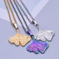 Stainless Steel Jewelry Necklace, 304 Stainless Steel, Ginkgo Leaf, plated, fashion jewelry cm 