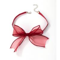Fashion Choker Necklace, Gauze, with 2inch extender chain, fashion jewelry & bowknot design & for woman Approx 11.8 Inch 