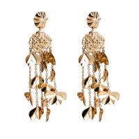 Fashion Fringe Boucles d'oreilles, alliage de zinc, feuille, Placage de couleur d'or, bijoux de mode & pour femme Vendu par paire