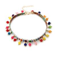 Fashion Choker Necklace, Cotton, with Plush & Zinc Alloy, with 3.14inch extender chain, Embroidery, Bohemian style & for woman Approx 11.81 Inch 
