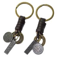 Кожа цепочки для ключей, Шнур из натуральной кожи, с цинковый сплав, Другое покрытие, Винтаж & Мужская, 110mm, продается PC