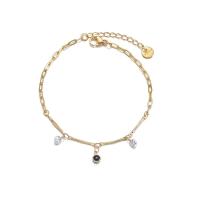 Stainless Steel Charm Bracelet, 304 Stainless Steel, 14K gold plated, fashion jewelry & for woman & enamel Approx 6.7 Inch 