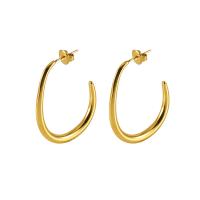 Titanium Steel Stud Earring, 18K gold plated, fashion jewelry & for woman 