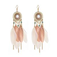 Fashion Feather Earring , Zinc Alloy, with Feather, gold color plated, Bohemian style & for woman & enamel 