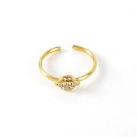 Titanium Steel Finger Ring, 18K gold plated, adjustable & for woman & with rhinestone, 9mm 