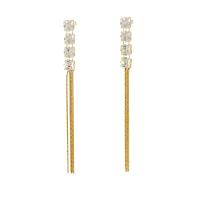 Fashion Fringe Earrings, Titanium Steel, Geometrical Pattern, 18K gold plated, fashion jewelry & micro pave cubic zirconia & for woman, 90mm 