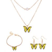 Fashion Zinc Alloy Jewelry Sets, bracelet & earring & necklace, with 2.09,1.97inch extender chain, gold color plated, three pieces & fashion jewelry & for woman, yellow Approx 16.06 Inch, Approx 6.54 Inch 