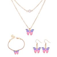 Fashion Zinc Alloy Jewelry Sets, bracelet & earring & necklace, with 2.09,1.97inch extender chain, gold color plated, three pieces & fashion jewelry & for woman, light pink Approx 16.06 Inch, Approx 6.54 Inch 