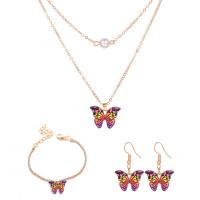 Fashion Zinc Alloy Jewelry Sets, bracelet & earring & necklace, with 2.09,1.97inch extender chain, gold color plated, three pieces & fashion jewelry & for woman, multi-colored Approx 16.06 Inch, Approx 6.54 Inch 
