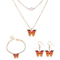 Fashion Zinc Alloy Jewelry Sets, bracelet & earring & necklace, with 2.09,1.97inch extender chain, gold color plated, three pieces & fashion jewelry & for woman, orange Approx 16.06 Inch, Approx 6.54 Inch 
