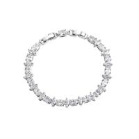 Cubic Zirconia Zinc Alloy Bracelet, fashion jewelry & micro pave cubic zirconia & for woman, silver color Approx 7.09 Inch 