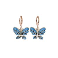 Enamel Zinc Alloy Drop Earring, Butterfly, fashion jewelry & for woman 