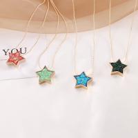 Resin Zinc Alloy Necklace, with Resin, with 5cm extender chain, Star, gold color plated, fashion jewelry & for woman Approx 43 cm 