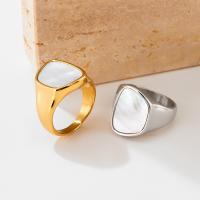 Stainless Steel Finger Ring, 304 Stainless Steel, with White Shell, Vacuum Ion Plating, fashion jewelry & for woman 17.5mm 