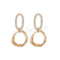 Zinc Alloy Rhinestone Drop Earring, gold color plated, fashion jewelry & for woman & with rhinestone & hollow, golden 