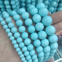 Synthetische Türkis Perlen, rund, poliert, DIY & verschiedene Größen vorhanden, blau, Länge:ca. 38 cm, verkauft von Strang