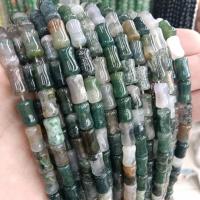 Perles en pierre d'agate mousse naturelle, pilier, poli, DIY, couleurs mélangées Environ 38 cm, Vendu par brin