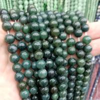 Natürliche Moosachat Perlen, Moos Achat, rund, DIY & verschiedene Größen vorhanden, grün, Länge:ca. 38 cm, verkauft von Strang