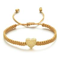 Fashion Zinc Alloy Bracelets, Polyester Cord, with Zinc Alloy, Heart, plated, adjustable & for woman Approx 18-28 cm 