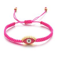 Evil Eye Jewelry Bracelet, Polyester Cord, with Zinc Alloy, gold color plated, Unisex & adjustable & enamel Approx 18-28 cm 