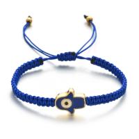 Evil Eye Jewelry Bracelet, Polyester Cord, with Zinc Alloy, Ghost, gold color plated, Unisex & adjustable & enamel Approx 18-28 cm 