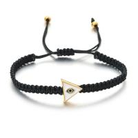 Evil Eye Jewelry Bracelet, Polyester Cord, with Zinc Alloy, Triangle, gold color plated, Unisex & evil eye pattern & adjustable & enamel Approx 18-28 cm 