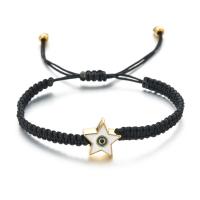 Evil Eye Jewelry Bracelet, Polyester Cord, Star, gold color plated, evil eye pattern & adjustable & for woman & enamel Approx 18-28 cm 