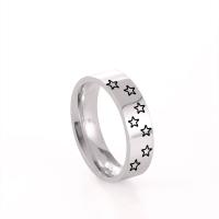 Stainless Steel Finger Ring, 201 Stainless Steel, Star, Vacuum Ion Plating, laser pattern & Unisex 